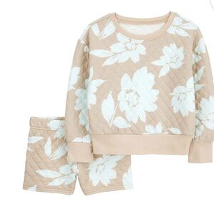 Carter’s Quilted Floral Print Long-Sleeve Top & Shorts Set